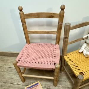 chaises enfant assise macramé rose