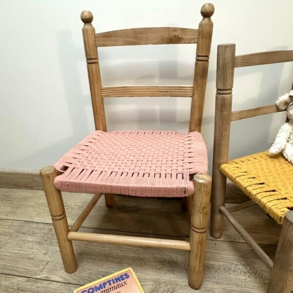 chaises enfant assise macramé rose