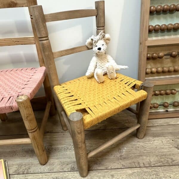 chaises enfant assise macramé rose